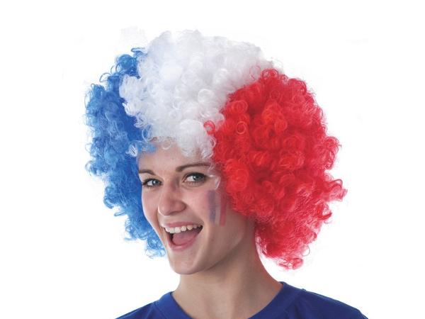 Perruque Supporter Equipe bleu blanc rouge