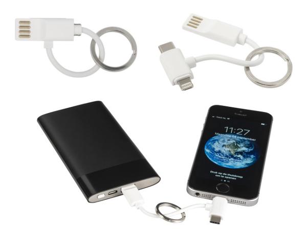 Porte-Clés avec Câble micro USB, USB-C et USB Lightning