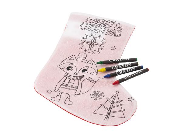 Chaussette de Noël à Colorier avec 4 Crayons Gras