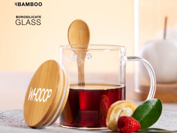 Mug de 420 ml avec Couvercle et Cuillère en Bambou