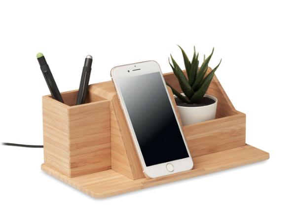 Support bureau en bois pour smartphone - Chargeur pour téléphone