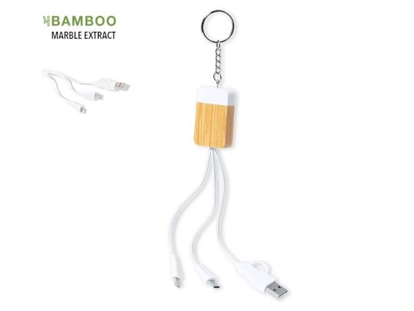 Porte-clés original en bambou câble de charge, Porte-clés originaux